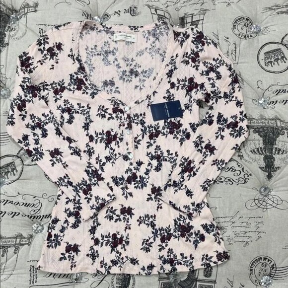 Lucky Brand Floral Print Henley Knit Top - Picture 3 of 13